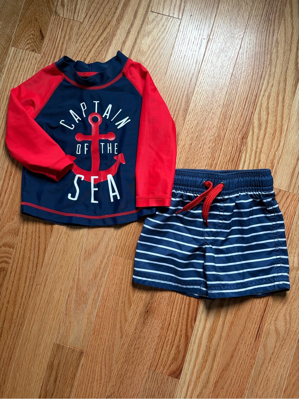 Baby boy Navy & Red 'Captain of the Sea' Bathing Suit